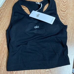 ALo Yoga Black Ribbed Racerback Tank